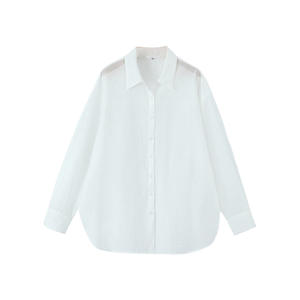 Blusa de Gasa Blanca para Mujer Talla Grande Runqi N8630, Cuello Redondo, Manga Larga, Color Sólido, Protección Solar, Camisa para Mujer Adulta - Product Image 4