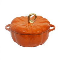 Casserole en fonte émaillée classique en forme de citrouille - Antiadhésive, résistante à la chaleur et compatible lave-vaisselle