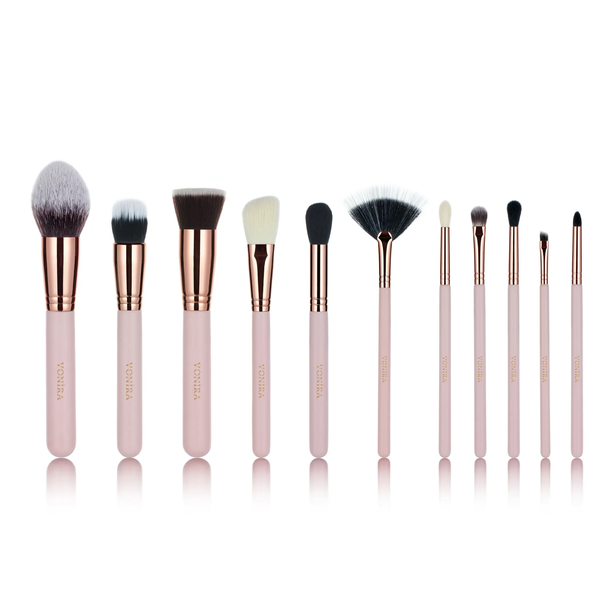 Private Label Makeup Brushes Vonira Private Label Professional 11pcs Soft Vegan Synthetic Hair Makeup Brush Set With Rose Gold Copper Pink Wood Custom