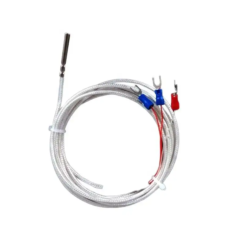 Pt100 sensore di temperatura termocoppia OEM sensore flessibile in fibra di vetro in silicone ad alta precisione 3 filo o 2 filo sonda di temperatura