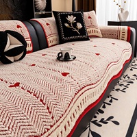 Serviette de canapé en coton Shu anti-rayures et thermorégulatrice, motif Cœur Rouge, pour décoration festive de mariage et du Nouvel An Hiver 2026
