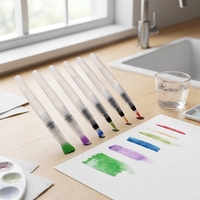 Lot de 12 pinceaux plats rechargeables pour artistes, assortiment de stylos pinceaux à aquarelle en nylon pour le dessin