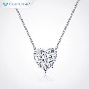 Tianyu pingente moissanite diamante com pedras, pingentes com corte de coração, 11mm, moda 9k/10k/14k/18k, colar de ouro branco