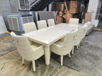 Meubles de salle à manger italiens légers de luxe Dubai blanc rectangle table et chaises de salle à manger de cuisine ensemble table à manger en marbre pour 10