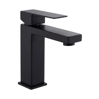 Keran Dapur/Kamar Mandi Modern Bahan Stainless Steel Sus304 Inti Keramik Satu Lubang Satu Gagang Warna Hitam Pemasangan di Atas Meja Air Panas/Dingin