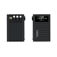 Batterie externe Li-Polymère 10000 mAh avec affichage numérique et câbles intégrés, charge rapide, design conteneur portable