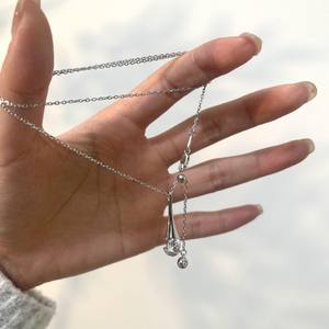 สร้อยคอเงินแท้ S925 สไตล์ฝรั่งเศสย้อนยุคสำหรับผู้หญิง รูปทรงหยดน้ำ ประดับด้วยเพทายสีฟ้าทะเล ดีไซน์หรูหราเบาๆ สไตล์หยดน้ำ - Product Image 2