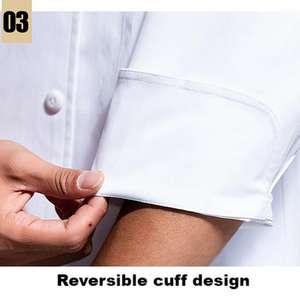 Venta al por mayor Chef uniforme de manga larga Unisex transpirable algodón cocina ropa de trabajo con bolsillo para restaurante Hotel - Product Image 5