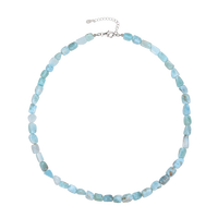 Collier en argent 925 avec perles rondes en larimar naturel, design de bijoux, prix de gros
