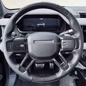 Explosive Models <b>Car</b> Interior <b>Accessories</b> Leather Carbon Fiber Steering Wheel <b>for</b> Land Rover Defender 90 110 130 - Product Image 5