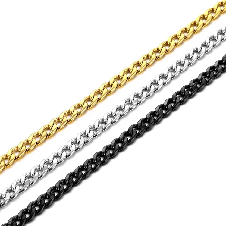 Wholesale stainless steel 18K gold plated silver cuban link chain