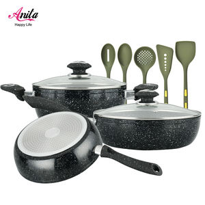 Juego de utensilios de cocina antiadherentes, juego de olla y sartén de <span class=keywords><strong>piedra</strong></span> de mármol, gran oferta, 20 Uds. - Product Image 1