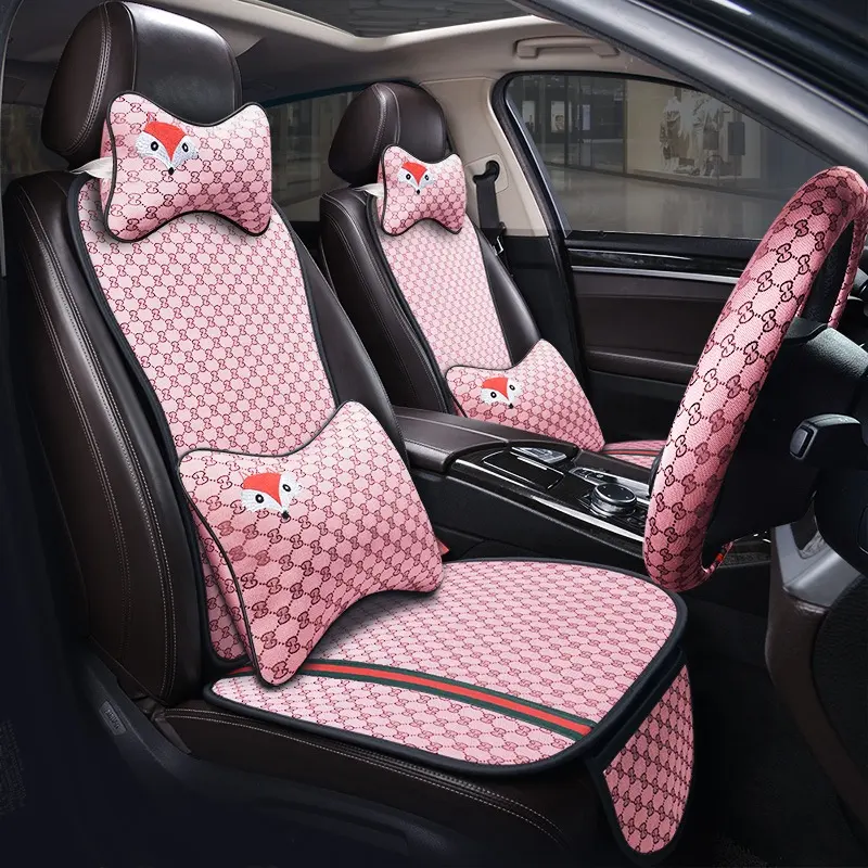 Universal Size Anti-slip Car Seat Covers Front Rear Full Set Car Seat Cushion Linen Fabric Car Accessories