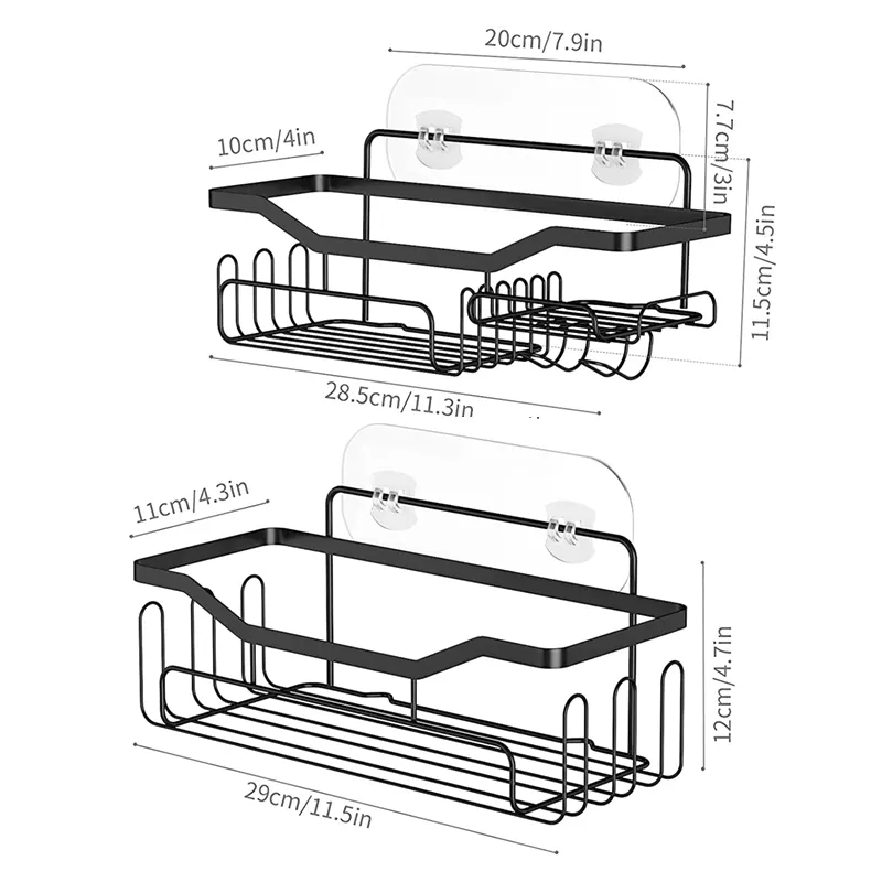 Hang Aan De Muur Zwart Dual-Tiers Aan De Muur Gemonteerde Opslag Organizer Plank In Promotie