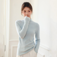 Pull col roulé sans couture en mélange de laine pour femme, coupe ajustée, tricot côtelé, sous-vêtement thermique fin