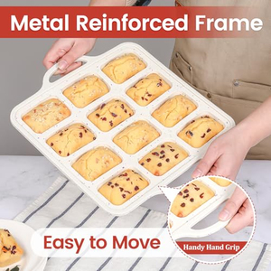Molde para Hornear de Silicona Cúbica con Marco Metálico Reforzado, Antiadherente, Libre de BPA, con Certificación LFGB, para 12 Cupcakes, Muffins y Pasteles - Product Image 2