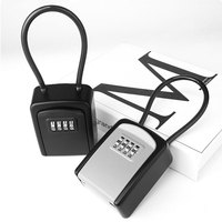 Caja de Seguridad para Llaves de Casa, de Aleación de Aluminio Negra, con Cerradura de Contraseña, Resistente a la Intemperie, para Uso en Interiores/Exteriores, Garaje
