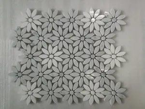 Polished Carrara Grey Marble Mosaic Tiles 3D Cut-to-Size Stone For Floor Wall Backsplash