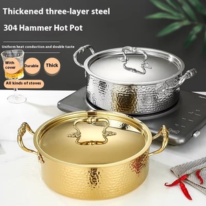 หม้อซุปสแตนเลส <span class=keywords><strong>304</strong></span> ลายค้อน 3 ชั้น สำหรับทำซุปเป็ดแมนดาริน ใช้ได้ทั้งในบ้านและร้านอาหาร - Product Image 5