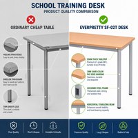 Bureau de travail robuste avec structure en acier et barre de support horizontale pour les projets d'entreprise, les écoles, les commandes institutionnelles et les fournitures