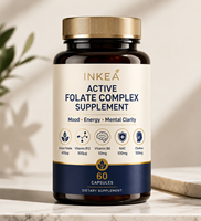 Inkea Active Folate Complex Antioxydant Sans Gluten 60 Capsules OEM/ODM Solutions Nutritionnelles Personnalisées Vitamine B12 pour la Santé