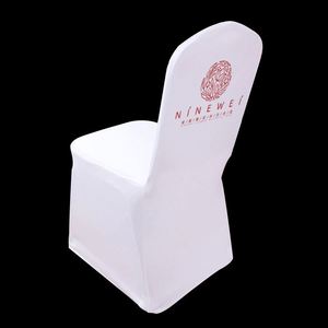 Housse de chaise en spandex blanche personnalisée avec logo imprimé pour publicité - Product Image 1
