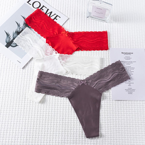 Ropa interior sin costuras de seda de hielo de encaje, bragas de mujer, <span class=keywords><strong>Tanga</strong></span> con lazo, Sexy <span class=keywords><strong>Secret</strong></span> Hollow Out, Tangas, <span class=keywords><strong>Tanga</strong></span>, lencería, bragas de mujer - Product Image 3