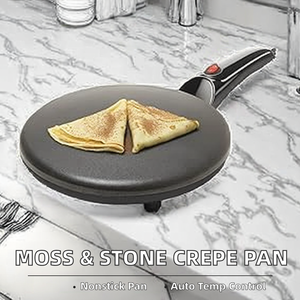 <span class=keywords><strong>Crêpière</strong></span> électrique noire Moss & Stone 8 pouces <span class=keywords><strong>en</strong></span> aluminium moulé sous pression antiadhésive avec contrôle automatique de la température, légère, 800W, portable - Product Image 2