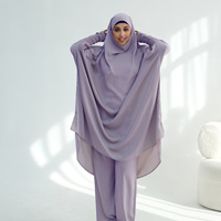 Lot de 2 Abayas et Khimar de Prière Musulmanes de Dubaï pour Femme, Jupe Longue Respirante, Vêtements Islamiques de Mariage – Vente en Gros