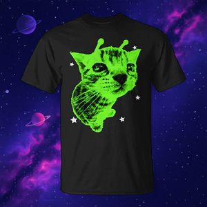 Camiseta con diseño de gato alienígena, estilo retro, divertido, vintage, Space Kitty - Product Image 3