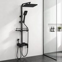 Robinetterie de douche de luxe GAPPO, système de douche noir et or, éclairage LED, ensemble de douche thermostatique intelligent pour salle de bain