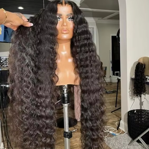 วิกผมมนุษย์แบบไม่ใช้กาว28in 180% ผมหยิกเป็นลอนด้านหน้าเป็นลอนคลื่นสีดำวิกผมฟอง13x4HD สำหรับ<span class=keywords><strong>ผู้หญิง</strong></span>สีดำวัตถุดิบ - Product Image 2