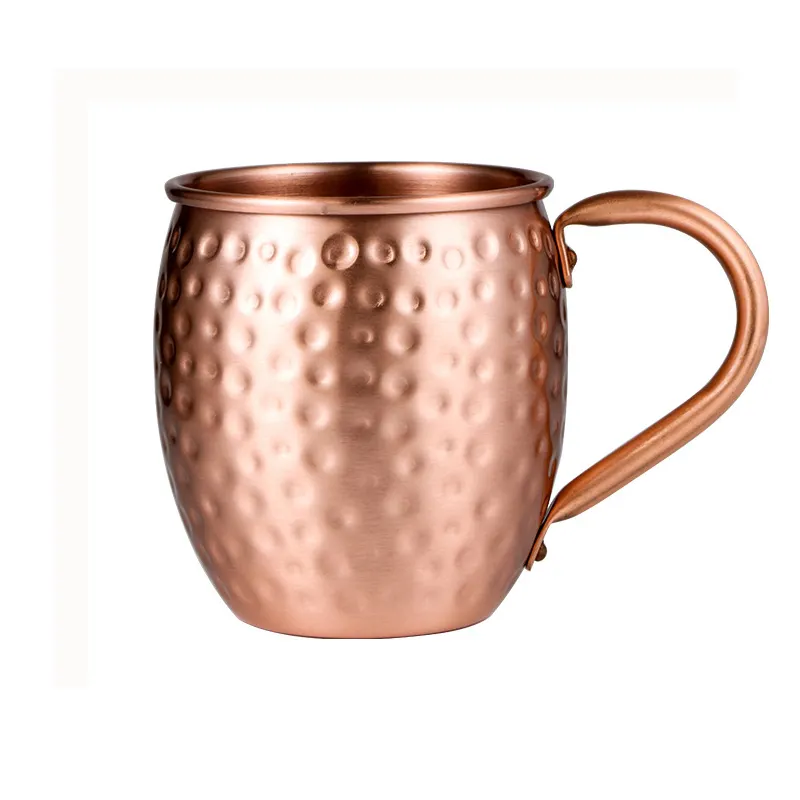 Custom Wholesale Cooper Russian Standard 2 Hammered Solid Copper Moscow Mule Mug Cup Set of 4 With Straw