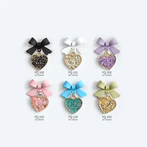Sweet 3D Dangle Nail Art Rhinestone Charms Metal Heart with full Crystal Gemstone Nail Diamond for DIY Nail Design Craft Jewelry