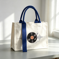 Sac de rangement pratique et réutilisable en toile sérigraphiée personnalisée avec motif de dessin animé, fermeture éclair et poignée longue, pochette de voyage