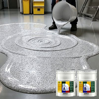 Résine époxy bicomposante auto-nivelante, revêtement de sol en époxy coloré avec sable, pour un sol effet marbre brillant à 100% solide