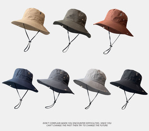 Gorra de pescador ajustable para exteriores, sombreros de Pesca para el sol, sombrero de ala ancha, protección Uv de verano, sombrero de cubo de nailon impermeable en blanco con cuerda - Product Image 6
