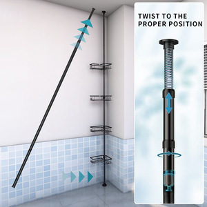Étagère d'angle de salle de bain en gros, étagère de <span class=keywords><strong>plafond</strong></span> télescopique à 4 niveaux, panier de douche suspendu pour salle de bain - Product Image 5