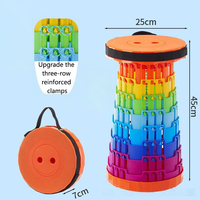 Tabouret pliable réglable en plastique arc-en-ciel, extensible, télescopique, portable, léger, pour le camping en plein air et les voyages