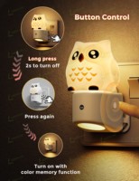 Veilleuse murale LOHAS 3D Hibou avec capteur crépusculaire RGB + LED blanc doux 3000K pour chevet et chambre à coucher