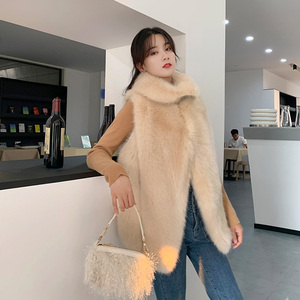 Gilet mi-long en fausse fourrure pour femme, gilet chaud sans manches en fourrure de renard pour l'hiver, vente en gros tendance - Product Image 1