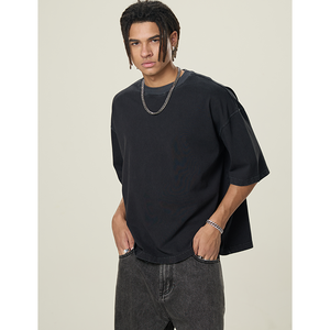 Personalizado lavado ácido 260gsm algodón de gran tamaño Dtg impresión Boxy Fit hombro caído camiseta recortada Boxy camiseta hombres s camisetas - Product Image 1