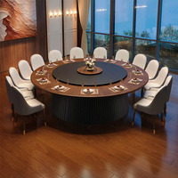 Nouvelle table ronde électrique en bois de style chinois pour 20 personnes