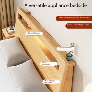 Bộ giường ngủ gỗ sồi nguyên khối phong cách Bắc Âu đơn giản, sang trọng, đặt làm theo yêu cầu, dành cho khách sạn, căn hộ, giường đơn, giường đôi, bán chạy. - Product Image 4