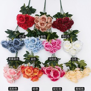 Fabricantes Venta Directa 7 cabezas Medio <span class=keywords><strong>Rosa</strong></span> En <span class=keywords><strong>La</strong></span> Cabeza Pared Flor Artificial <span class=keywords><strong>Rosa</strong></span> - Product Image 3