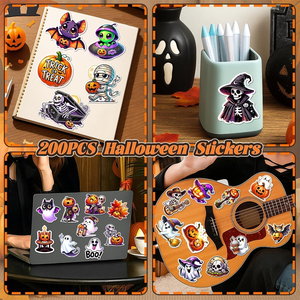 Pegatinas de Halloween no repetitivas calabaza fantasma tema decoración pegatina vinilo impermeable fiesta pegatina Halloween fiesta regalos - Product Image 6