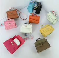 Porte-clés mignon en forme de mini sac Kelly avec rabat, en cuir PU, étui de luxe personnalisé pour écouteurs Bluetooth, porte-monnaie portable