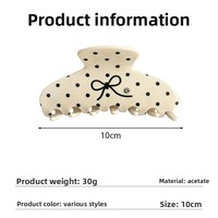 YJL NOUVEAU Pince à Cheveux Élégante à Pois avec Nœud en Acétate Fait Main pour Femmes, Accessoire de Mode Coréenne pour Filles