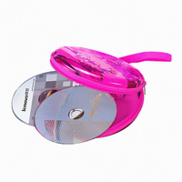 Étui rond en PVC pour CD avec fermeture éclair, impression personnalisée, facile à transporter - Cadeau