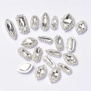 Bạc Claw thiết lập rõ ràng Tinh thể thủy tinh nút may trên Rhinestone đá trang trí đám cưới ăn mặc quần áo Túi Giày DIY Trims